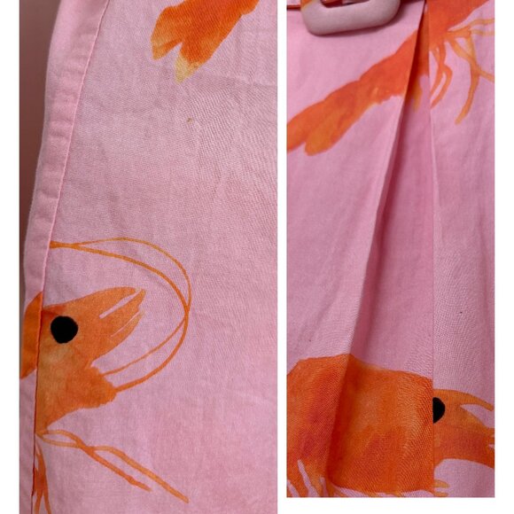 Rachel Antonoff Prawn Shrimp Print Maxi Skirt Vinita Vinnie Pink Pleated Belt 4 - Picture 7 of 16